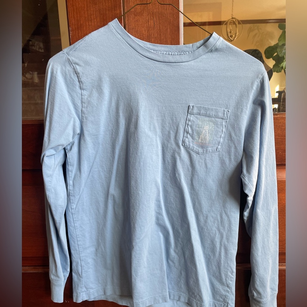 Vineyard Vines Light Blue Long Sleeve Tee-lighthouse